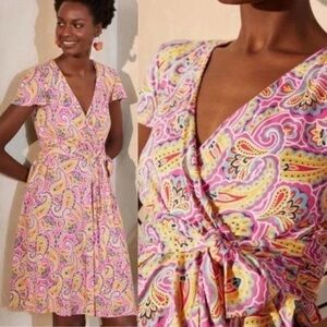 Boden | Dresses | Boden 4l Long Evangeline Paisley Jersey Knit Wrap Knee  Length Dress Pockets | Poshmark
